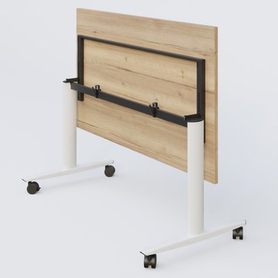 [Pas de famille] - [Pas de sous famille] - Table abattante gamme Design 140*80 cm. Plateau Chêne naturel et pietement Blanc.