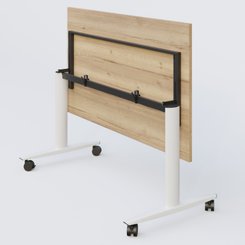 [Pas de famille] - [Pas de sous famille] - Table abattante gamme Design 140*80 cm. Plateau Chêne naturel et pietement Blanc.