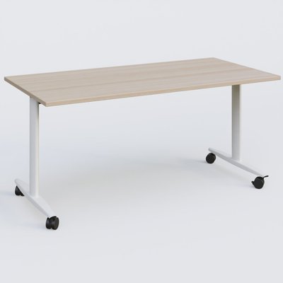 TABLES ABATTANTES - New Design - Table abattante gamme Design 160*80 cm. Plateau Acacia et pietement Blanc.