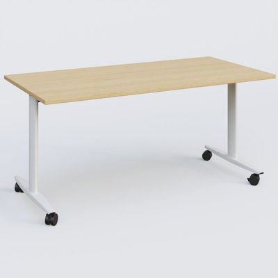 DESIGN/TAXI - TABLES ABATTANTES - Table abattante gamme Design 160*80 cm. Plateau Chêne clair et pietement Blanc.