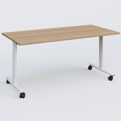 TABLES ABATTANTES - L.160xP.80cm  - Table abattante gamme Design 160*80 cm. Plateau Noyer et pietement Blanc.