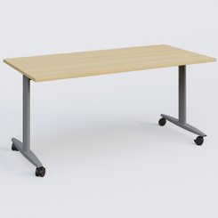 TABLES ABATTANTES - L.160xP.80cm  - Table abattante gamme Design 160*80 cm. Plateau Chêne clair et pietement Aluminium.