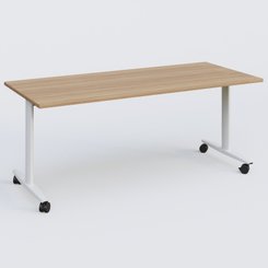 TABLES ABATTANTES - L.180xP.80 cm  - Table abattante gamme Design 180*80 cm. Plateau Noyer et pietement Blanc.