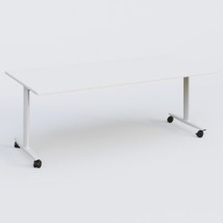 TABLES ABATTANTES - New Design - Table abattante gamme Design 200*100 cm. Plateau Blanc et pietement Blanc.