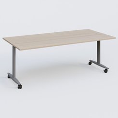 TABLES ABATTANTES - New Design - Table abattante gamme Design 200*100 cm. Plateau Acacia et pietement Aluminium.