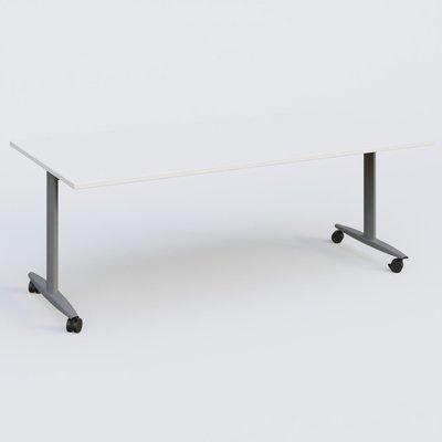 TABLES ABATTANTES - New Design - Table abattante gamme Design 200*100 cm. Plateau Blanc et pietement Aluminium.