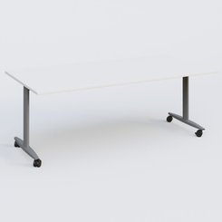 TABLES ABATTANTES - New Design - Table abattante gamme Design 200*100 cm. Plateau Blanc et pietement Aluminium.