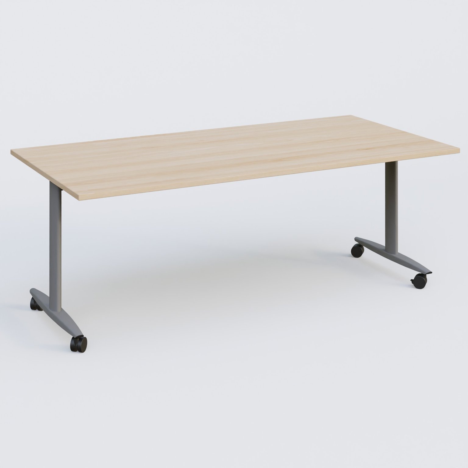Table abattante gamme Design 200*100 cm. Plateau Hêtre et pietement Aluminium.
