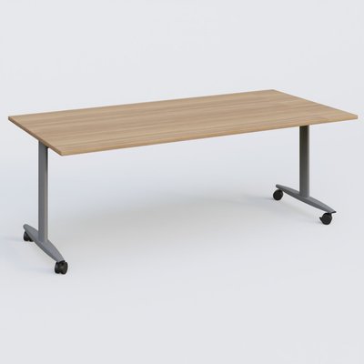 TABLES ABATTANTES - New Design - Table abattante gamme Design 200*100 cm. Plateau Noyer et pietement Aluminium.