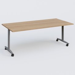 TABLES ABATTANTES - New Design - Table abattante gamme Design 200*100 cm. Plateau Noyer et pietement Aluminium.