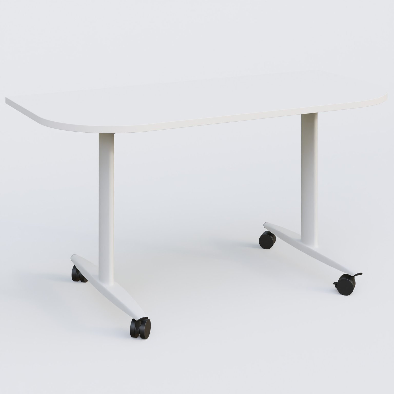 Module d'extrémité pour table abattante gamme Design 145*70 cm. Plateau Blanc et pietement Blanc.