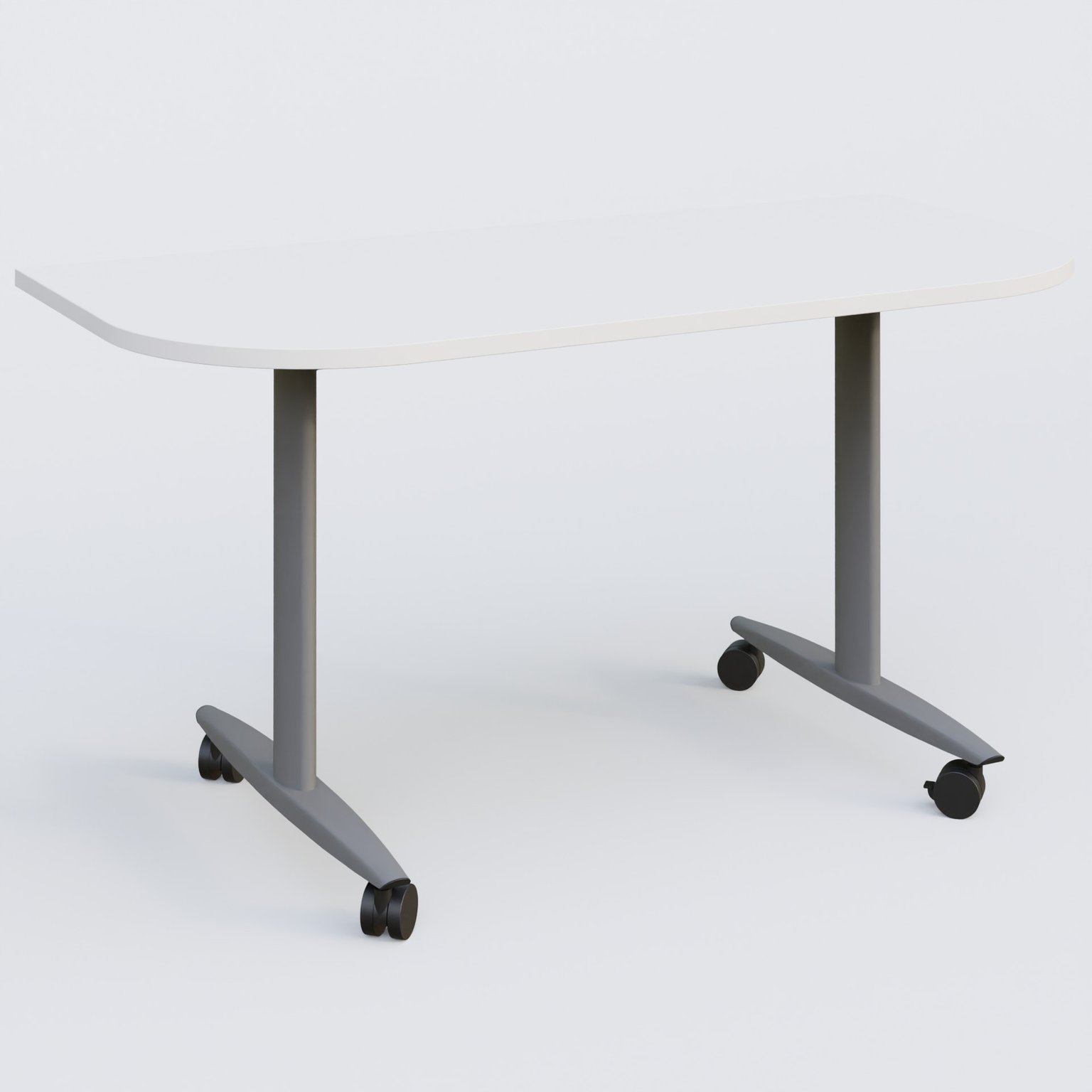 Module d'extrémité pour table abattante gamme Design 145*70 cm. Plateau Blanc et pietement Aluminium.