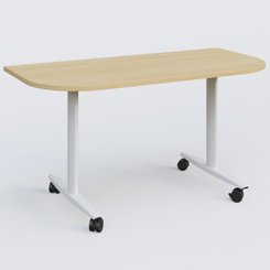 DESIGN/TAXI - TABLES ABATTANTES - Module d'extrémité pour table abattante gamme Design 145*70 cm. Plateau Chêne clair et pietement Blanc.