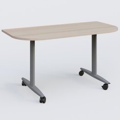 [Pas de famille] - [Pas de sous famille] - Module d'extrémité pour table abattante gamme Design 145*70 cm. Plateau Acacia et pietement Aluminium.