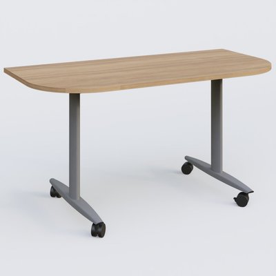 TABLES ABATTANTES - New Design - Module d'extrémité pour table abattante gamme Design 145*70 cm. Plateau Noyer et pietement Aluminium.