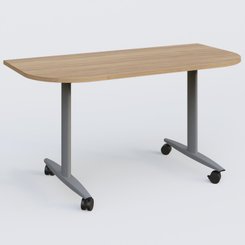 TABLES ABATTANTES - New Design - Module d'extrémité pour table abattante gamme Design 145*70 cm. Plateau Noyer et pietement Aluminium.