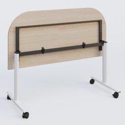 TABLES ABATTANTES - Plateaux 25 mm - Module d'extrémité pour table abattante gamme Design 145*70 cm. Plateau Acacia et pietement Blanc.