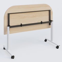 TABLES ABATTANTES - Plateaux 25 mm - Module d'extrémité pour table abattante gamme Design 145*70 cm. Plateau Hêtre et pietement Blanc.