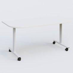 TABLES ABATTANTES - Plateaux 25 mm - Module d'extrémité pour table abattante gamme Design 165*80 cm. Plateau Blanc et pietement Blanc.
