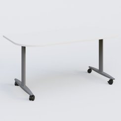 TABLES ABATTANTES - New Design - Module d'extrémité pour table abattante gamme Design 165*80 cm. Plateau Blanc et pietement Aluminium.