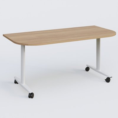 TABLES ABATTANTES - New Design - Module d'extrémité pour table abattante gamme Design 165*80 cm. Plateau Noyer et pietement Blanc.