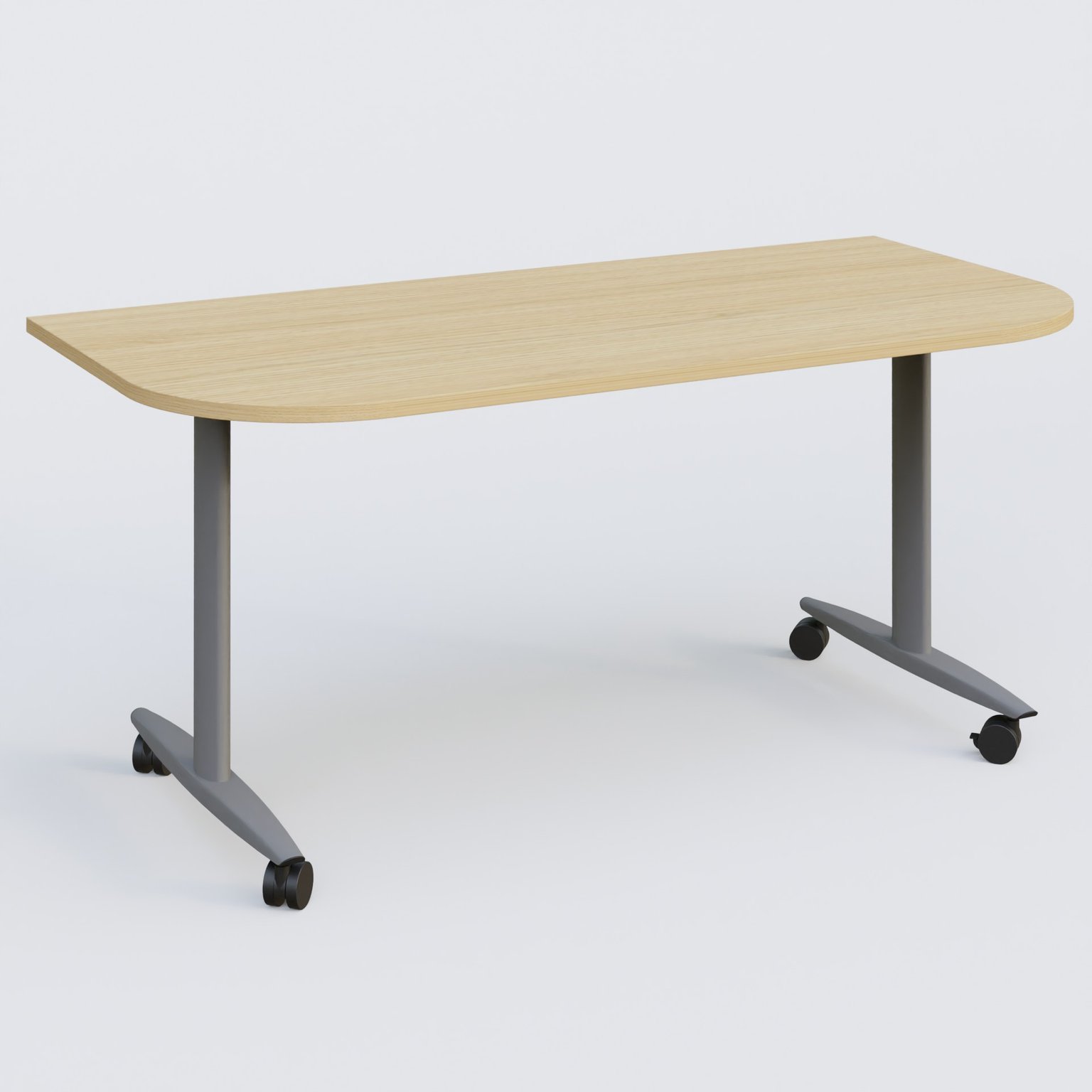 Module d'extrémité pour table abattante gamme Design 165*80 cm. Plateau Chêne clair et pietement Aluminium.