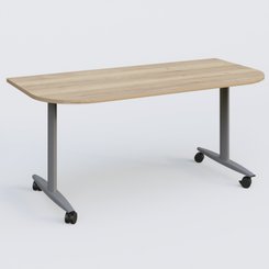 [Pas de famille] - [Pas de sous famille] - Module d'extrémité pour table abattante gamme Design 165*80 cm. Plateau Chêne naturel et pietement Aluminium.