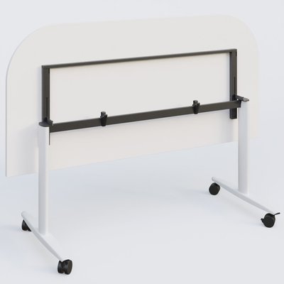 TABLES ABATTANTES - Plateaux 25 mm - Module d'extrémité pour table abattante gamme Design 165*80 cm. Plateau Blanc et pietement Blanc.