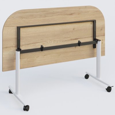 [Pas de famille] - [Pas de sous famille] - Module d'extrémité pour table abattante gamme Design 165*80 cm. Plateau Chêne naturel et pietement Blanc.