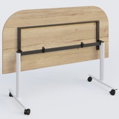 [Pas de famille] - [Pas de sous famille] - Module d'extrémité pour table abattante gamme Design 165*80 cm. Plateau Chêne naturel et pietement Blanc.
