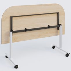 TABLES ABATTANTES - Plateaux 25 mm - Module d'extrémité pour table abattante gamme Design 165*80 cm. Plateau Hêtre et pietement Blanc.