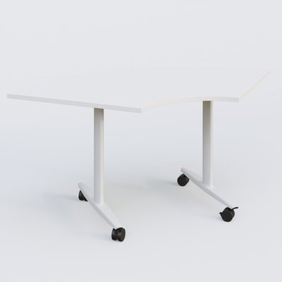 TABLES ABATTANTES - Plateaux 25 mm - Module 1/4 de couronne pour table abattante gamme Design 120*120 cm. Plateau Blanc et pietement Blanc.