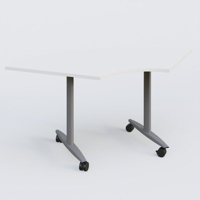[Pas de famille] - [Pas de sous famille] - Module 1/4 de couronne pour table abattante gamme Design 120*120 cm. Plateau Blanc et pietement Aluminium.