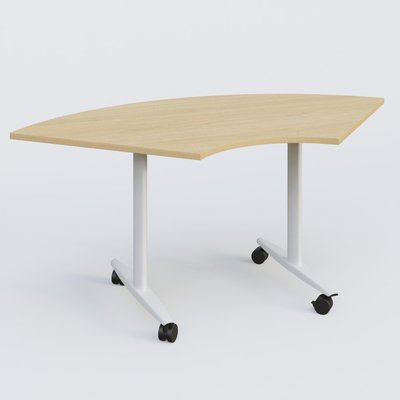 DESIGN/TAXI - TABLES ABATTANTES - Module 1/4 de couronne pour table abattante gamme Design 120*120 cm. Plateau Chêne clair et pietement Blanc.