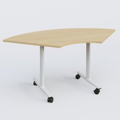 DESIGN/TAXI - TABLES ABATTANTES - Module 1/4 de couronne pour table abattante gamme Design 120*120 cm. Plateau Chêne clair et pietement Blanc.