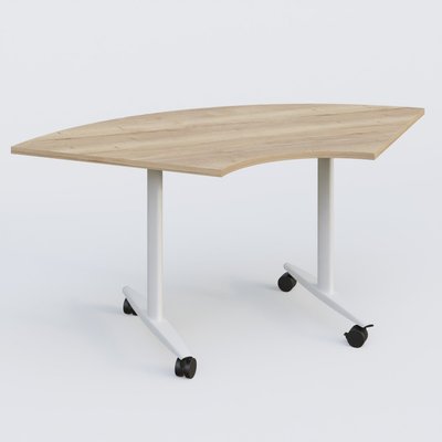 [Pas de famille] - [Pas de sous famille] - Module 1/4 de couronne pour table abattante gamme Design 120*120 cm. Plateau Chêne naturel et pietement Blanc.