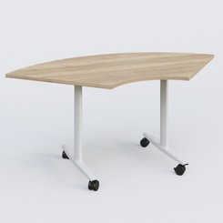 [Pas de famille] - [Pas de sous famille] - Module 1/4 de couronne pour table abattante gamme Design 120*120 cm. Plateau Chêne naturel et pietement Blanc.