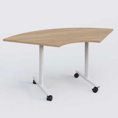 [Pas de famille] - [Pas de sous famille] - Module 1/4 de couronne pour table abattante gamme Design 120*120 cm. Plateau Noyer et pietement Blanc.
