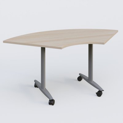 [Pas de famille] - [Pas de sous famille] - Module 1/4 de couronne pour table abattante gamme Design 120*120 cm. Plateau Acacia et pietement Aluminium.
