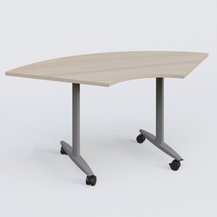 [Pas de famille] - [Pas de sous famille] - Module 1/4 de couronne pour table abattante gamme Design 120*120 cm. Plateau Acacia et pietement Aluminium.