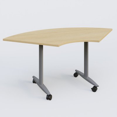 [Pas de famille] - [Pas de sous famille] - Module 1/4 de couronne pour table abattante gamme Design 120*120 cm. Plateau Chêne clair et pietement Aluminium.