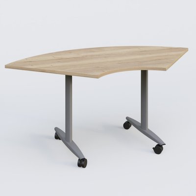 [Pas de famille] - [Pas de sous famille] - Module 1/4 de couronne pour table abattante gamme Design 120*120 cm. Plateau Chêne naturel et pietement Aluminium.