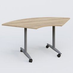 [Pas de famille] - [Pas de sous famille] - Module 1/4 de couronne pour table abattante gamme Design 120*120 cm. Plateau Chêne naturel et pietement Aluminium.
