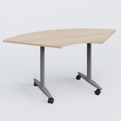 [Pas de famille] - [Pas de sous famille] - Module 1/4 de couronne pour table abattante gamme Design 120*120 cm. Plateau Hêtre et pietement Aluminium.