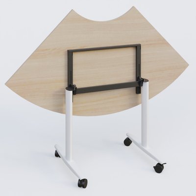 TABLES ABATTANTES - Plateaux 25 mm - Module 1/4 de couronne pour table abattante gamme Design 120*120 cm. Plateau Acacia et pietement Blanc.