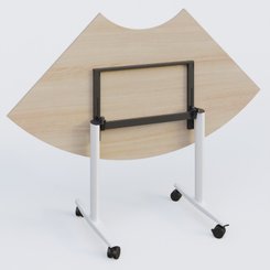 TABLES ABATTANTES - Plateaux 25 mm - Module 1/4 de couronne pour table abattante gamme Design 120*120 cm. Plateau Acacia et pietement Blanc.