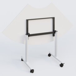 TABLES ABATTANTES - Plateaux 25 mm - Module 1/4 de couronne pour table abattante gamme Design 120*120 cm. Plateau Blanc et pietement Blanc.