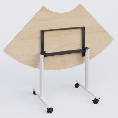 TABLES ABATTANTES - Plateaux 25 mm - Module 1/4 de couronne pour table abattante gamme Design 120*120 cm. Plateau Hêtre et pietement Blanc.