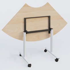 TABLES ABATTANTES - Plateaux 25 mm - Module 1/4 de couronne pour table abattante gamme Design 120*120 cm. Plateau Hêtre et pietement Blanc.