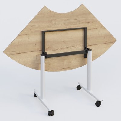 [Pas de famille] - [Pas de sous famille] - Module 1/4 de couronne pour table abattante gamme Design 120*120 cm. Plateau Chêne naturel et pietement Blanc.